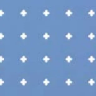 Catalogue image: perforated steel pegboard panel in blue with cross-shaped holes