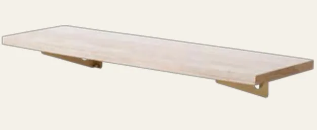 Catalogue image: light wood pegboard shelf on wall brackets