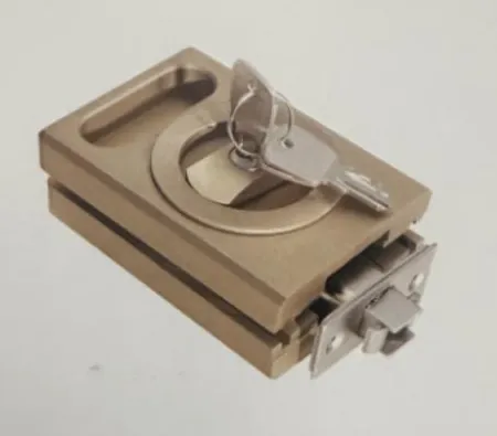 Catalogue image: keyed sliding door lock in champagne finish with keys