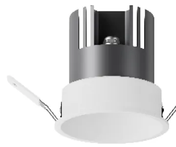 Catalogue image: round deep-recessed spotlight in white with black heat sink and spring clips