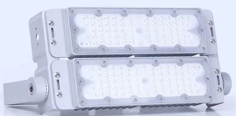 Catalogue image: two-module LED floodlight with bracket