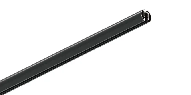 Catalogue image: black round magnetic track profile for suspended mounting