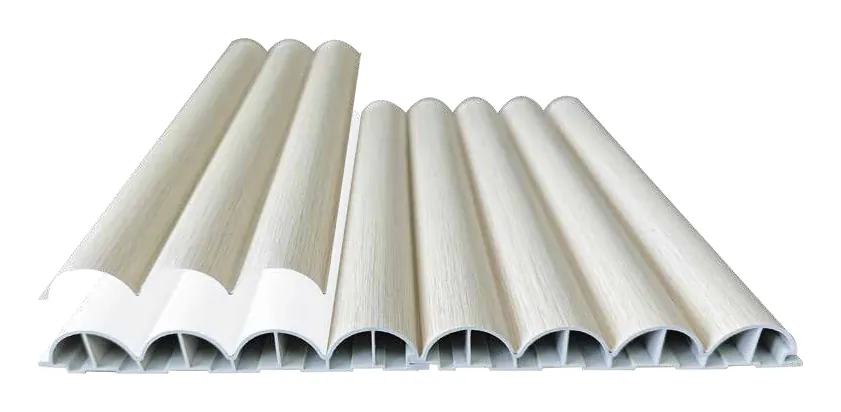 Catalogue image: wall panel with rounded ribs, shown as a cut length with its hollow section