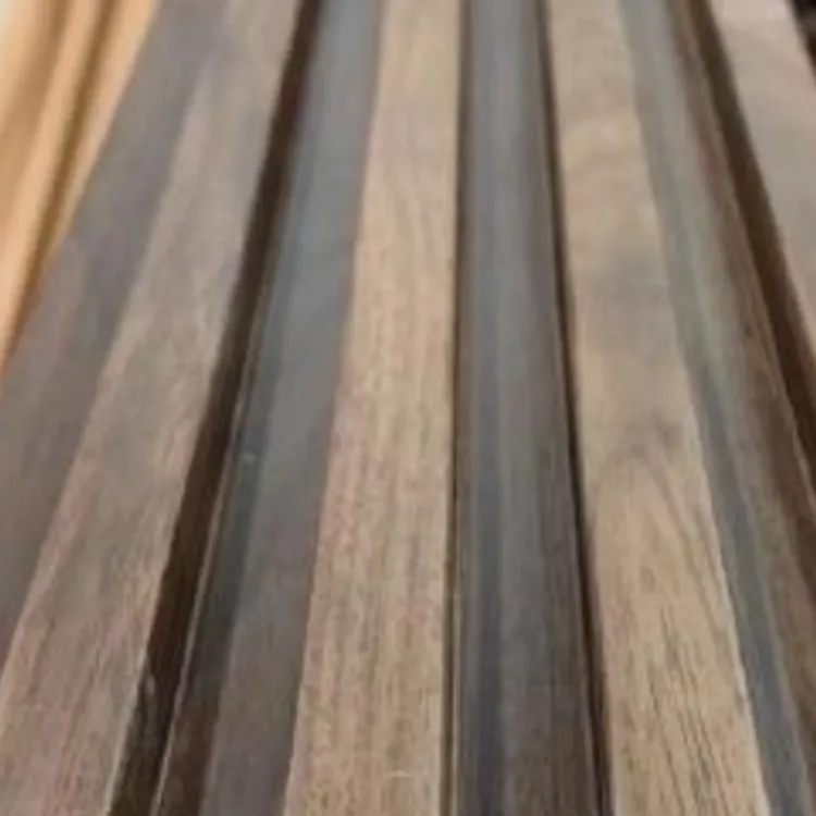 Catalogue image: dark brown wood-effect wall panel with tall square ribs