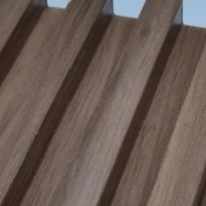 Catalogue image: walnut-effect wall panel with square ribs