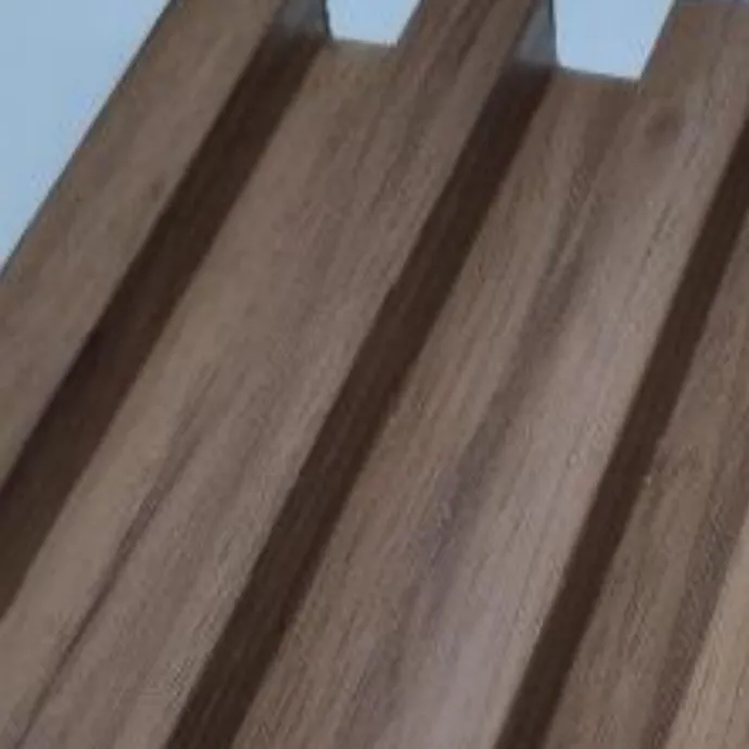 Catalogue image: walnut-effect wall panel with deep square ribs
