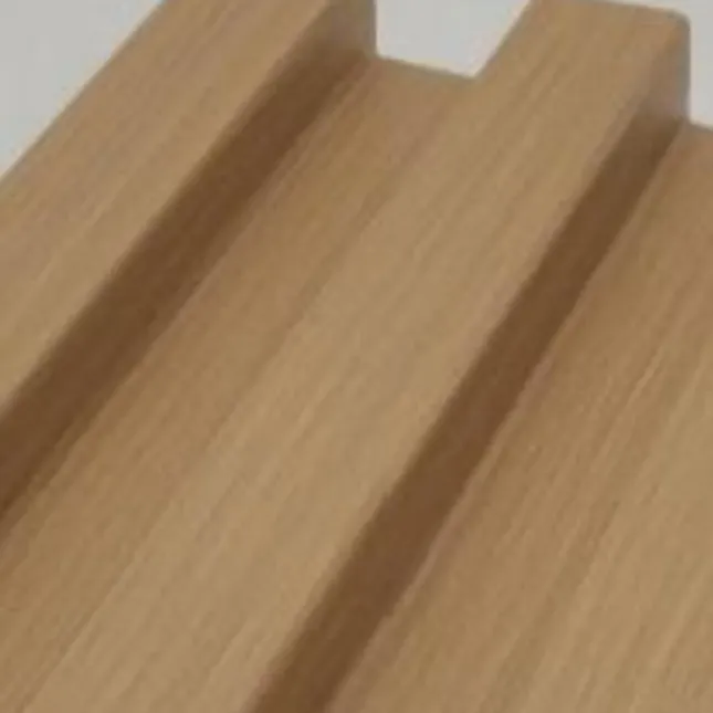Catalogue image: light oak-effect wall panel with wide ribs