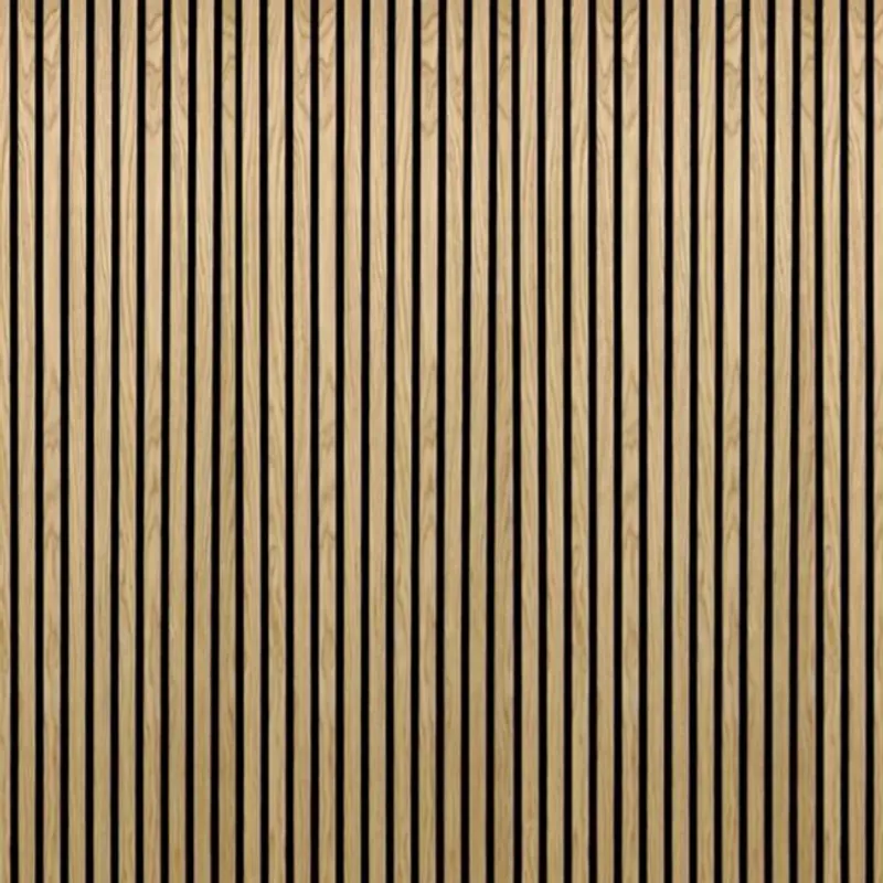 Catalogue image: natural oak acoustic slat panel with straight slats