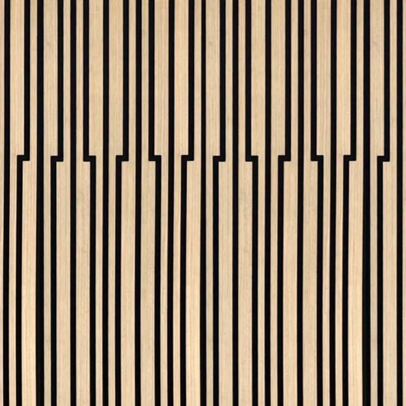 Catalogue image: oak acoustic slat panel with stepped slats