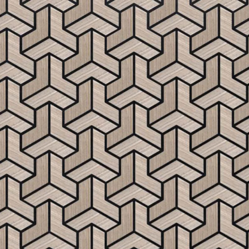 Catalogue image: acoustic tiles in a tumbling-block pattern