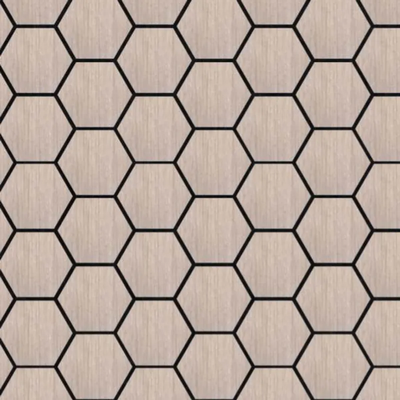 Catalogue image: plain hexagon acoustic tiles on a wall