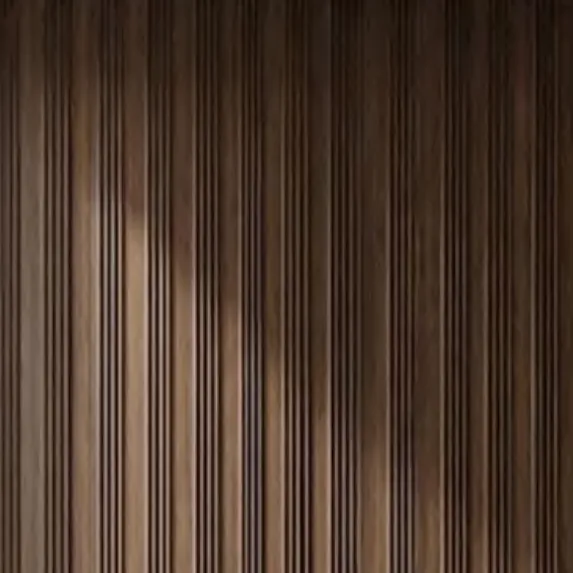 Catalogue image: dark brown wood-grain fluted wall panelling (crop of wall area)