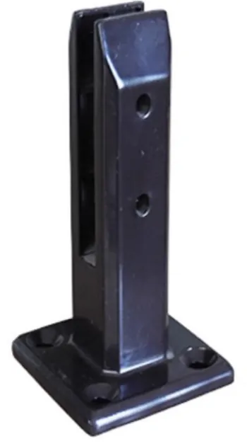 Catalogue image: dark glass balustrade spigot base with square plate