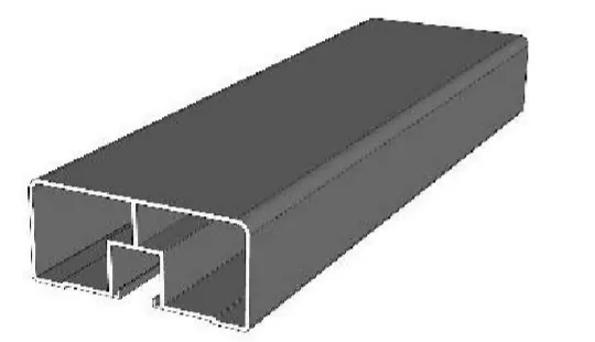 Catalogue image: dark aluminium handrail section with glass slot